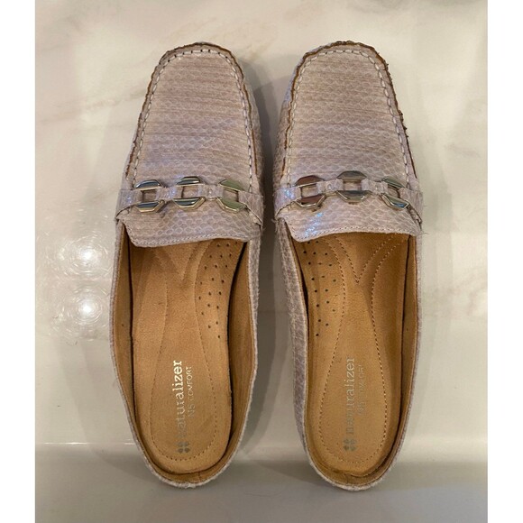 Naturalizer Cream Mules with Silver Accents - Picture 2 of 12
